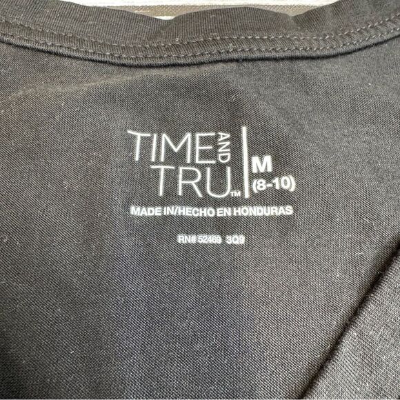 Time and Tru Women's Bridesbabe Tee T Shirt M Med Medium Black Light Blue V Neck - Picture 5 of 12